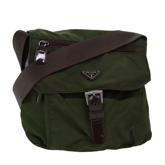 PRADA Shoulder Bag Nylon Khaki Auth bs16163 - Picture 1 of 16